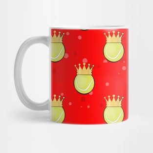 King Tennis - Seamless Pattern on Red Background Mug